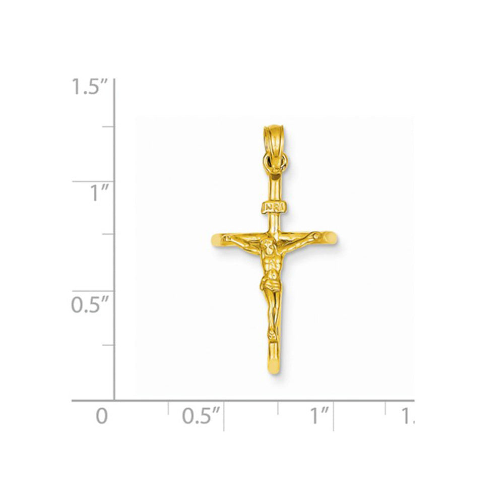 14K Yellow Gold Stick Style Crucifix Pendant Necklace with Chain Image 2
