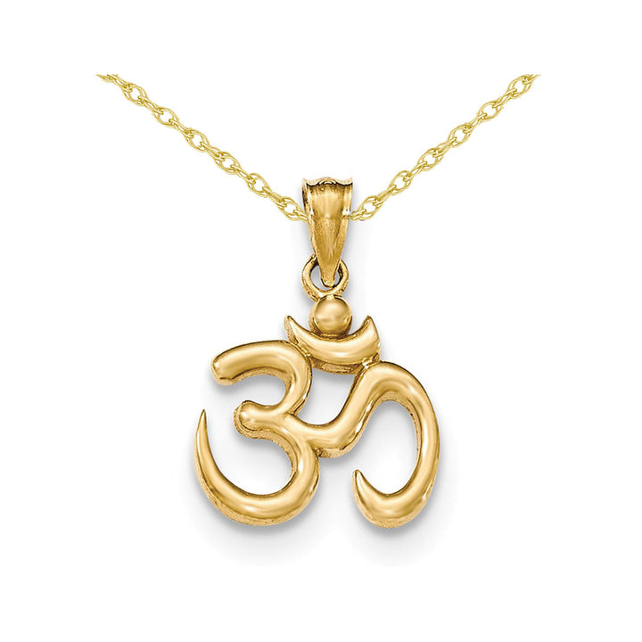 14K Yellow Gold Ohm Symbol Charm Pendant Necklace with Chain Image 1