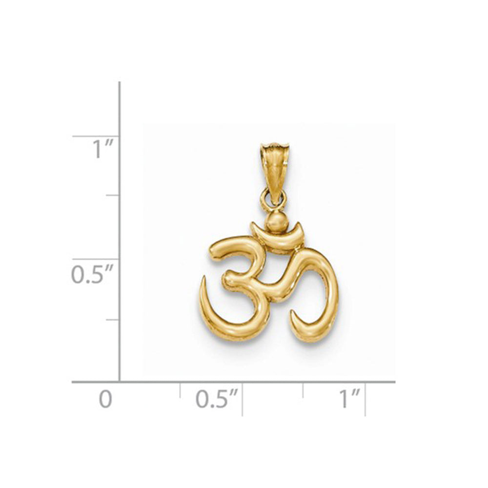 14K Yellow Gold Ohm Symbol Charm Pendant Necklace with Chain Image 2