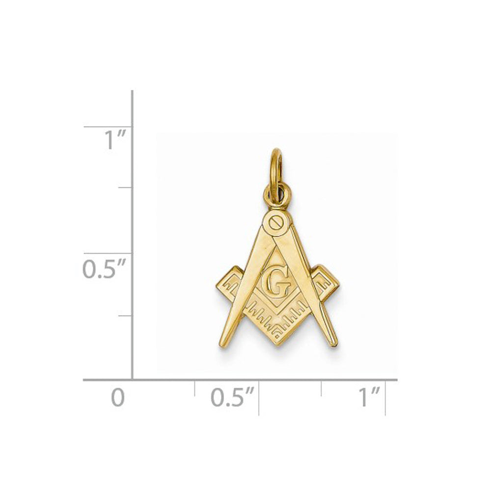 14K Yellow Gold Masonic Charm Pendant Necklace with Chain Image 2