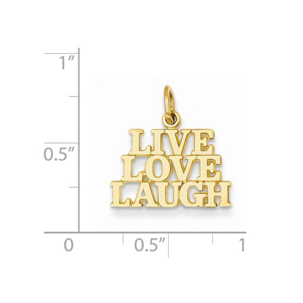 Live Love Laugh Charm Pendant Necklace in 14K Yellow Gold with chain Image 2