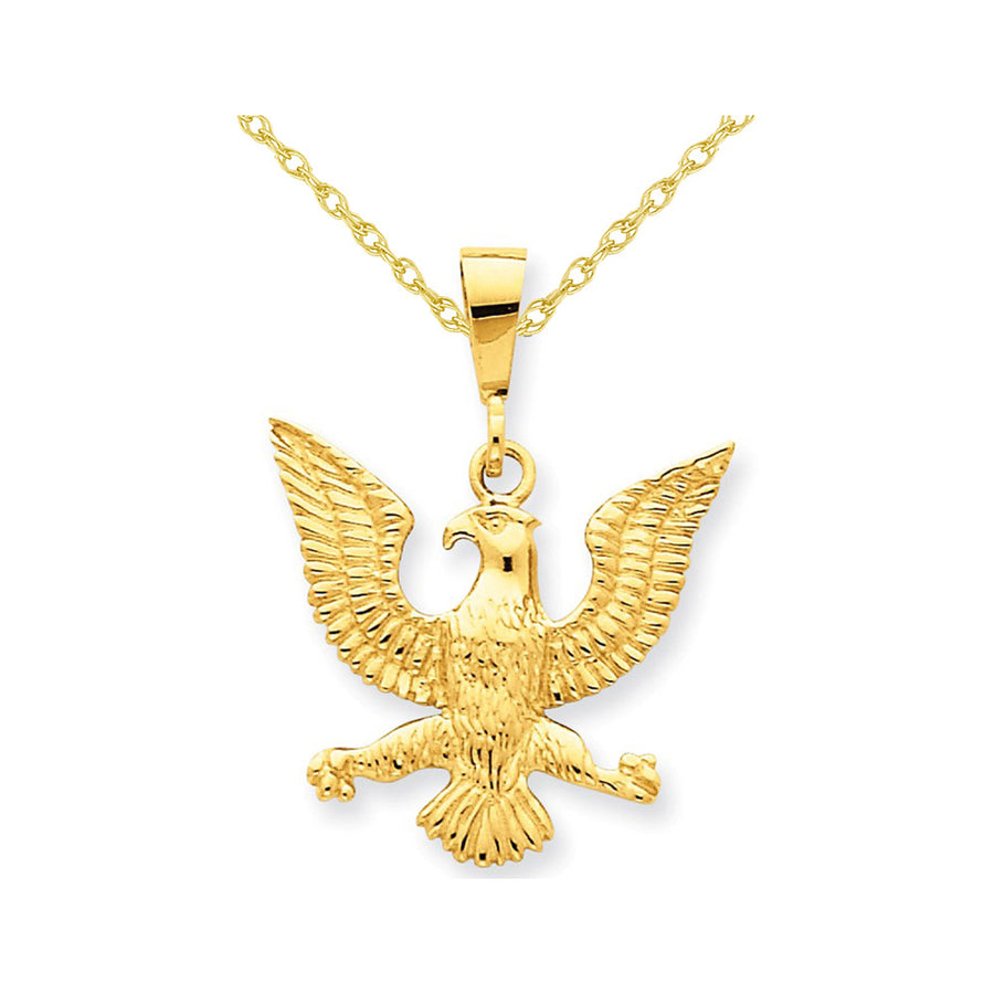 American Eagle Charm Pendant Necklace in 14K Yellow Gold with Chain Image 1