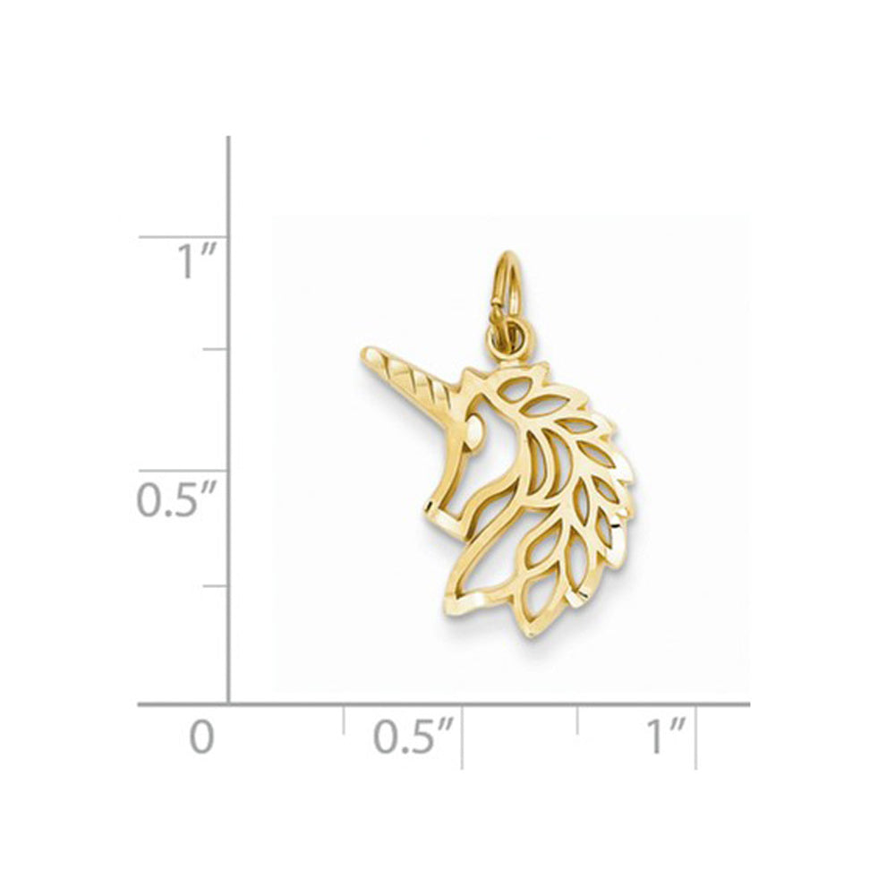 14K Yellow Gold Unicorn Head Pendant Necklace with Chain Image 2