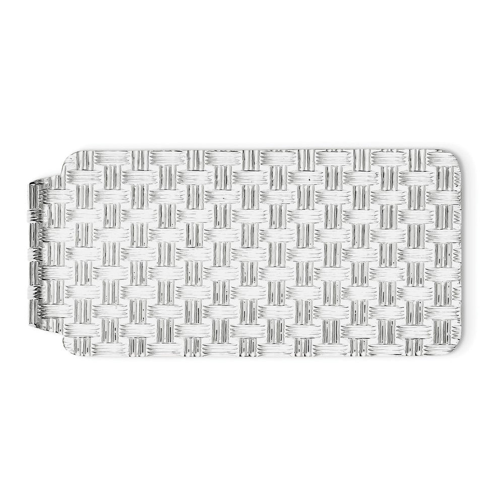 Classic Textured Money Clip in Sterling Silver with Rhodium Plating Image 1