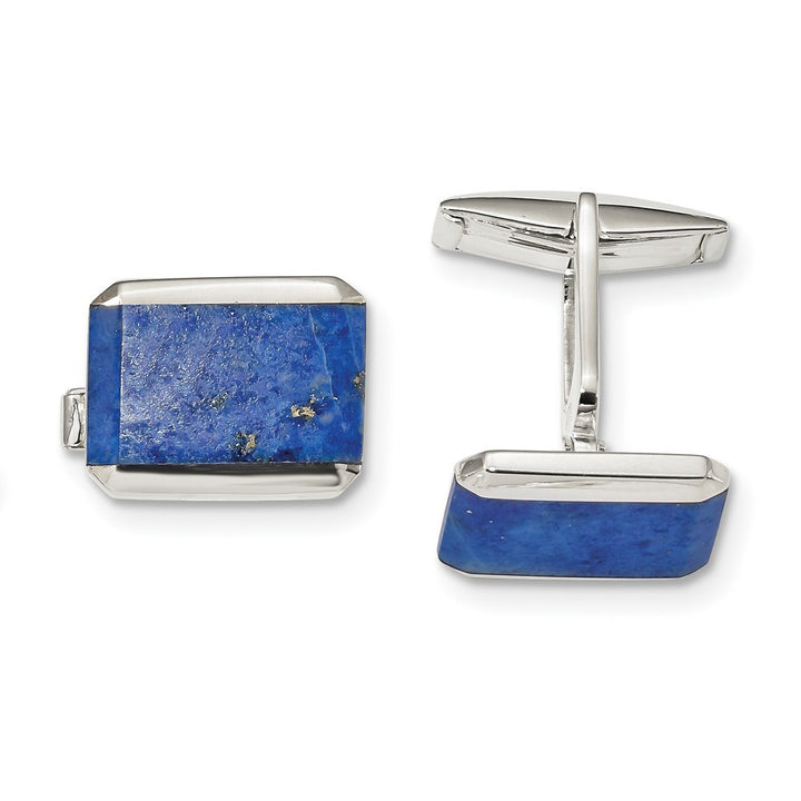 Sterling Silver Rectangle Blue Lapis Cuff Links Image 1