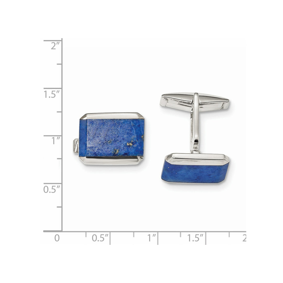 Sterling Silver Rectangle Blue Lapis Cuff Links Image 2