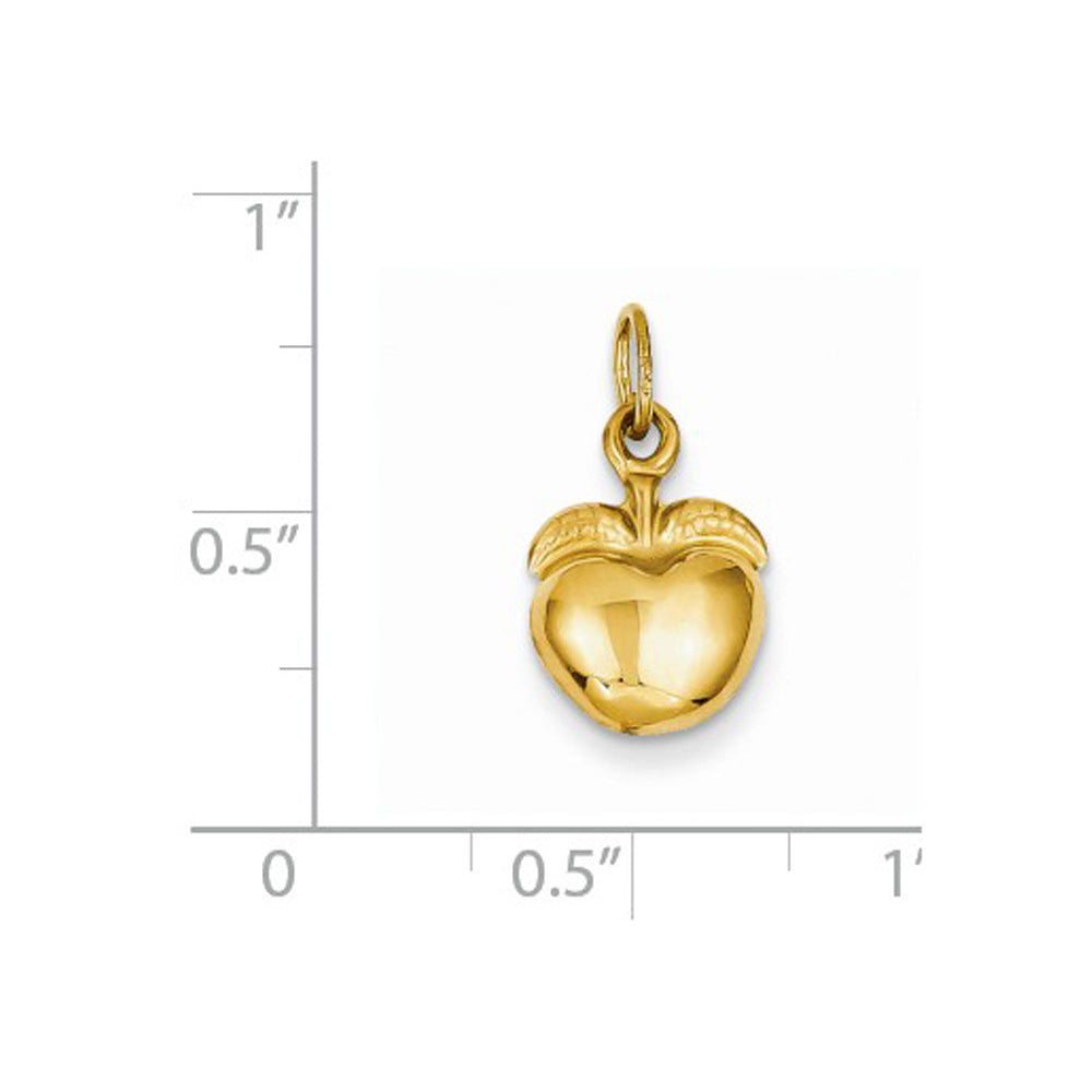 Golden Apple Charm Pendant Necklace in 14K Yellow Gold with Chain Image 2