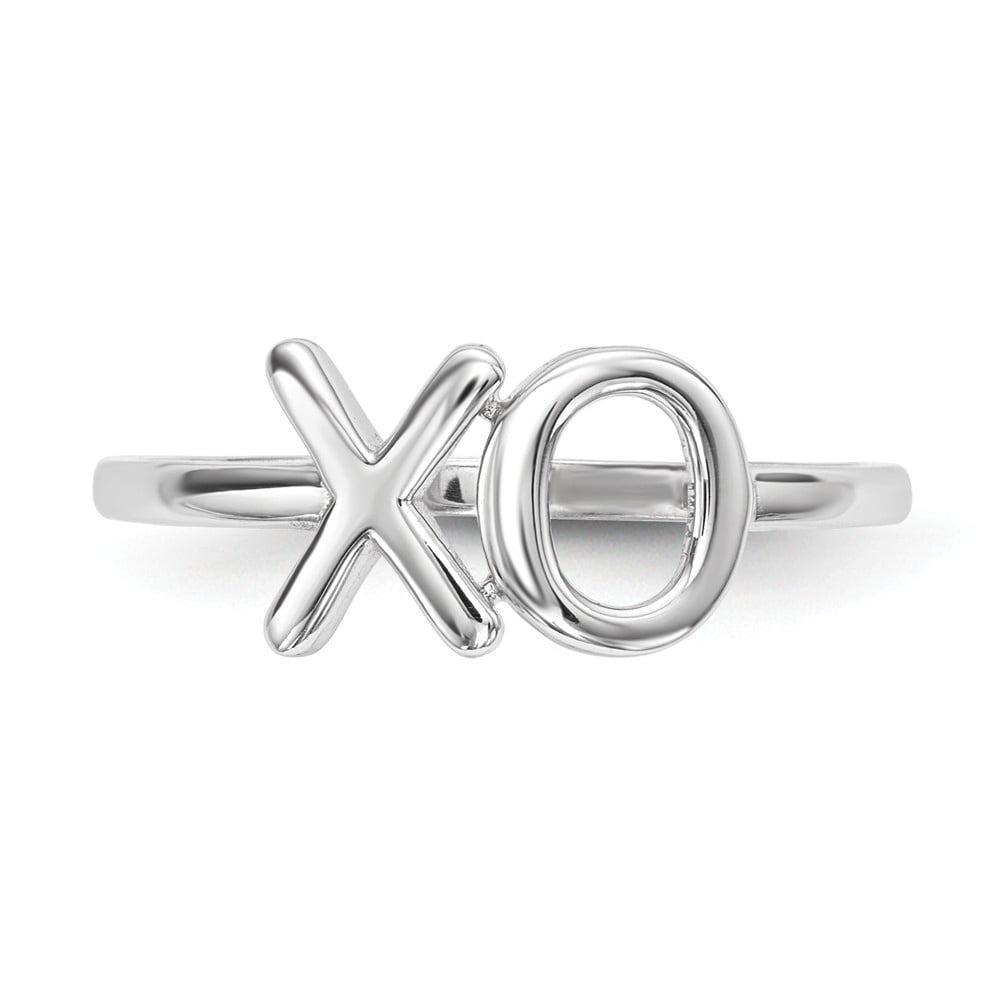 Ladies 14K White Gold Polished X-O Fashion Ring Image 3