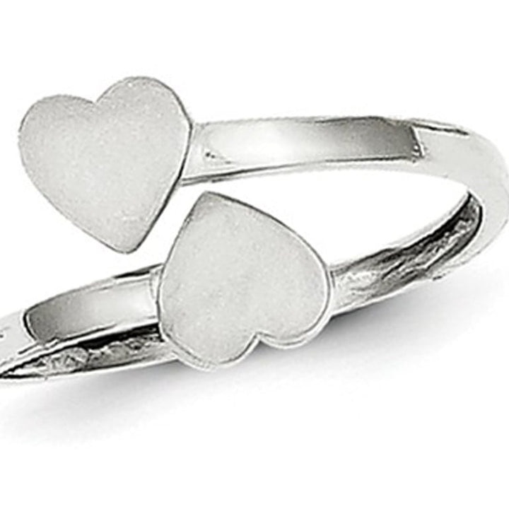 Ladies 14K White Gold Double Heart Ring Image 1