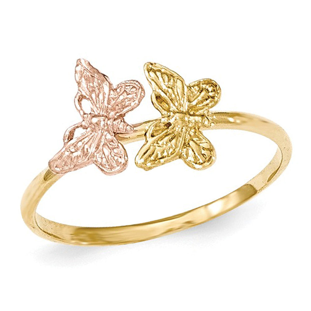 Ladies 14K Yellow and Pink Two-Tone Polished Butterfly Ring Image 1