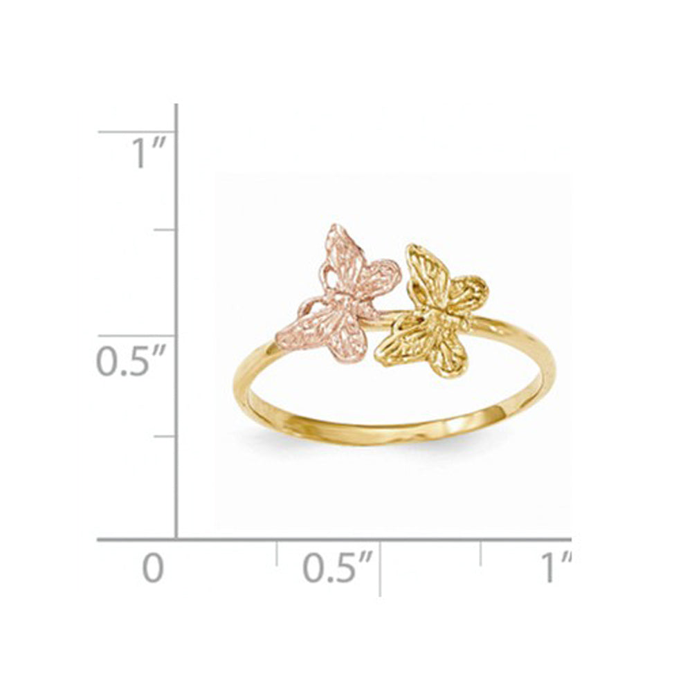 Ladies 14K Yellow and Pink Two-Tone Polished Butterfly Ring Image 3