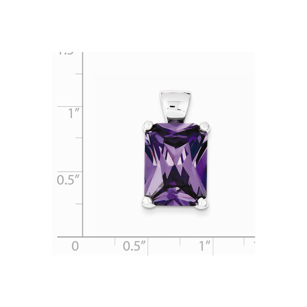 Rectangular Synthetic Purple Cubic Zirocnia Pendant Necklace in Sterling Silver Image 2