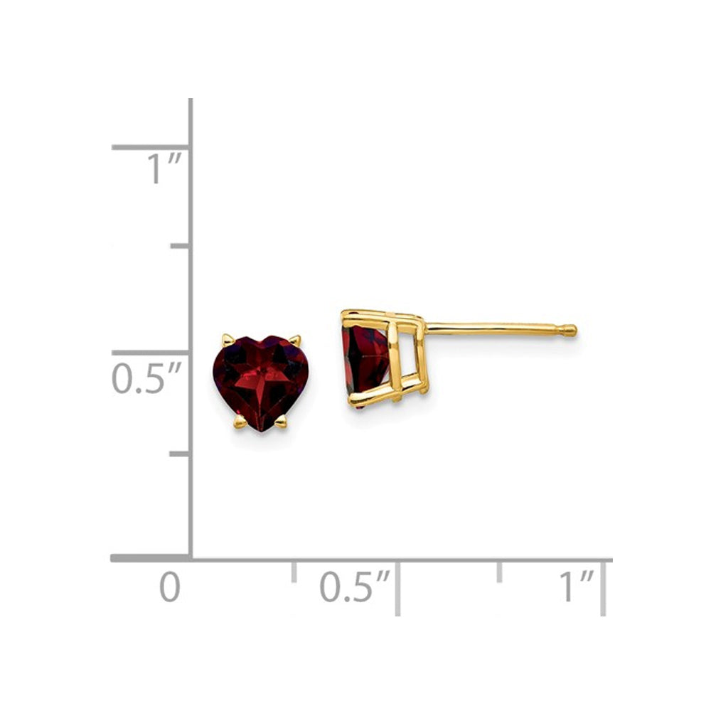 1.60 Carat (ctw) Heart Shaped Garnet Gemstone Earrings in 14K Yellow Gold Image 2