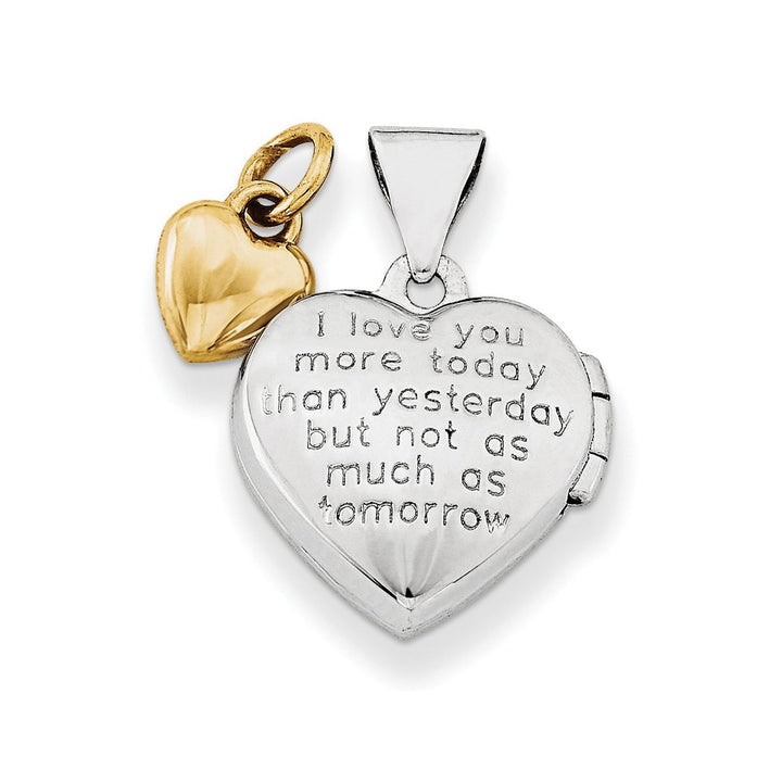 Heart Charm and Heart Locket Pendant Necklace in Sterling Silver with Gold Plating Image 2