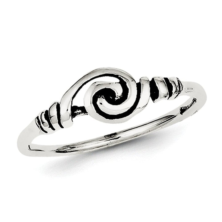 Ladies Antiqued Swirl Ring in Sterling Silver Image 1