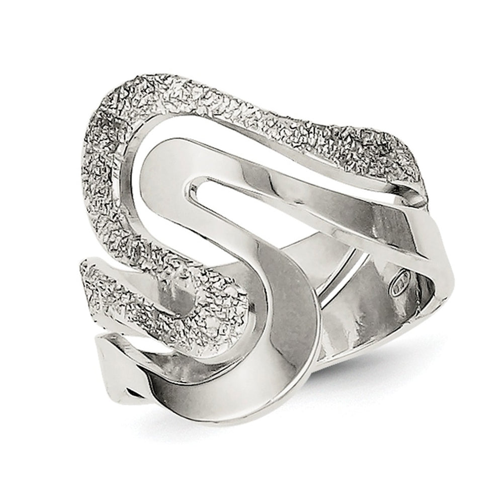 Ladies Textured Swirl Ring in Sterling Silver Image 4