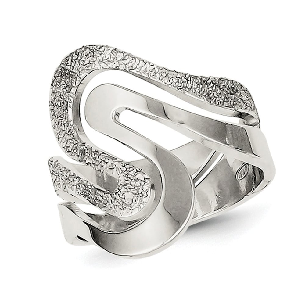 Ladies Textured Swirl Ring in Sterling Silver Image 1