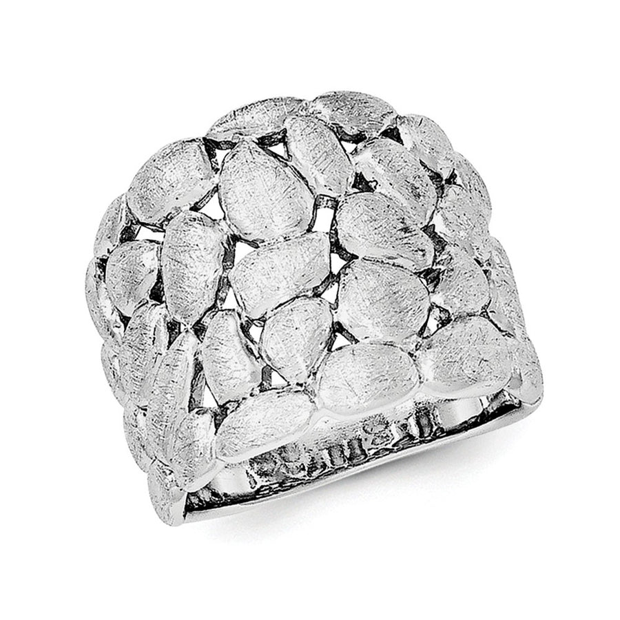 Satin Textured Nugget Ring in Sterling Silver with Rhodium Plating Image 1