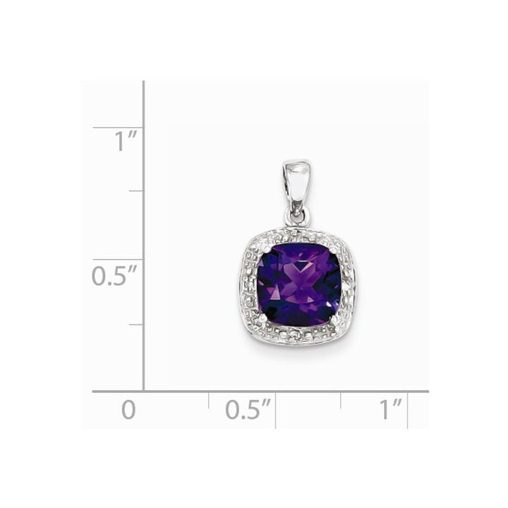 Cushion Cut Purple Amethyst Pendant Necklace in Sterling Silver 1.80 Carat (ctw) Image 2