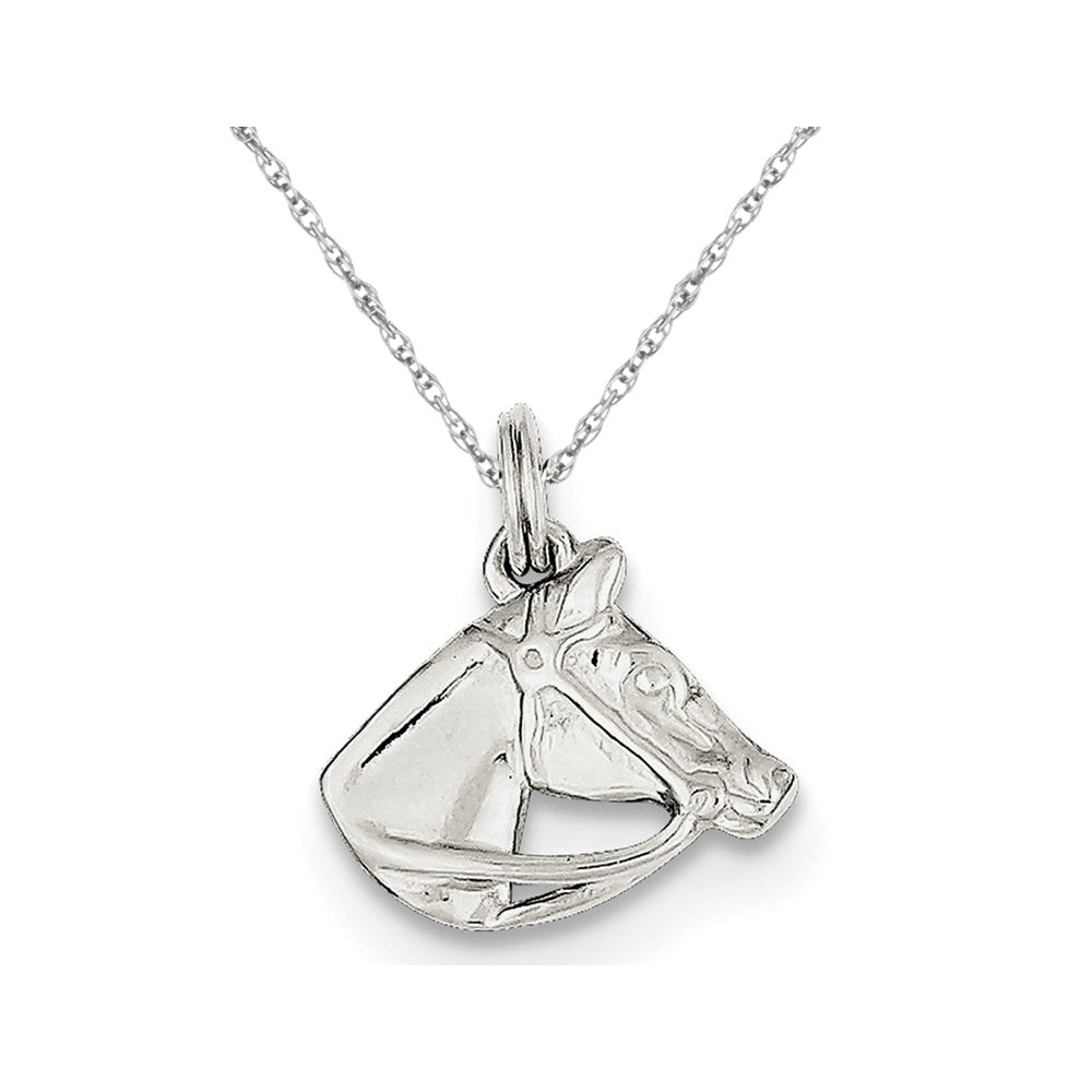 Horse Head with Bridle Charm Pendant Necklace in Sterling Silver Image 1