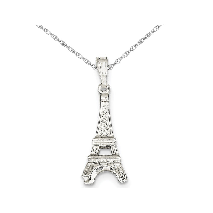 Eiffel Tower Charm Pendant Necklace in Sterling Silver with Chain Image 1