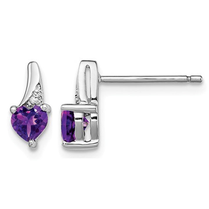 Sterling Silver Heart Amethyst Post Earrings 2/5 Carat (ctw) Image 1