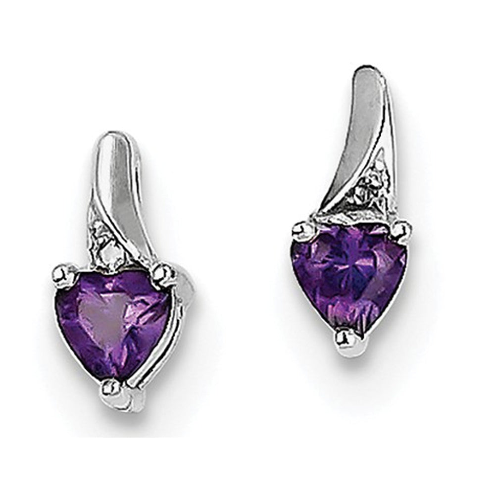 Sterling Silver Heart Amethyst Post Earrings 2/5 Carat (ctw) Image 2