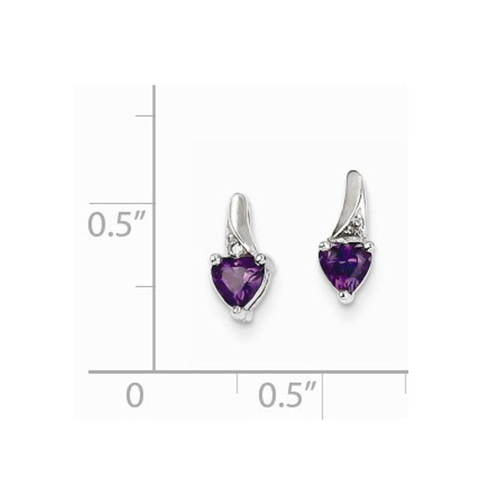 Sterling Silver Heart Amethyst Post Earrings 2/5 Carat (ctw) Image 3