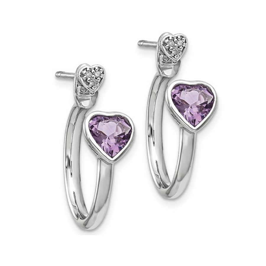 Sterling Silver Pink Amethyst Heart Post Hoop Earrings 1.40 Carat (ctw) Image 1