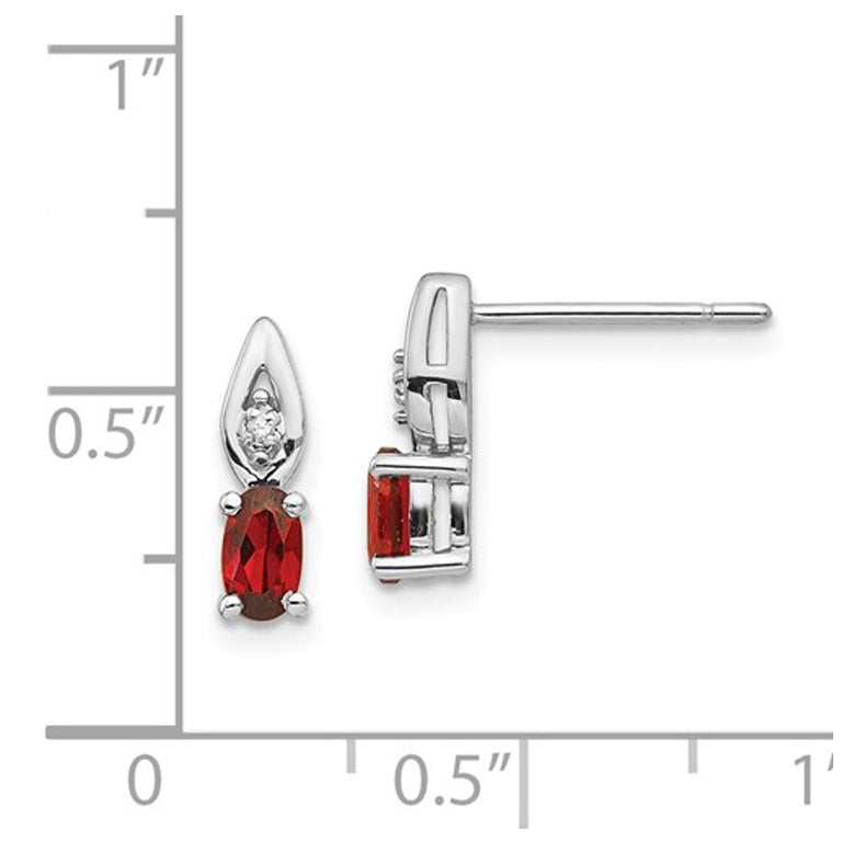 14K White Gold Garnet and Diamond Post Earring Image 2