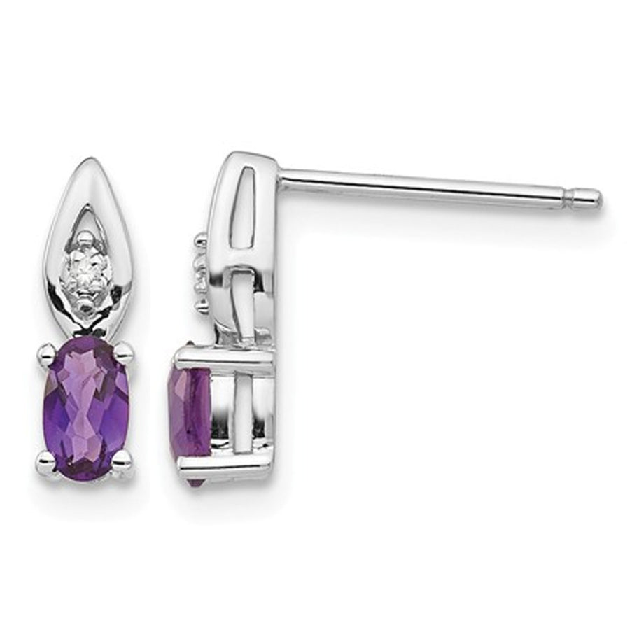 14K White Gold Amethyst Post Earrings 2/5 Carat (ctw) Image 1