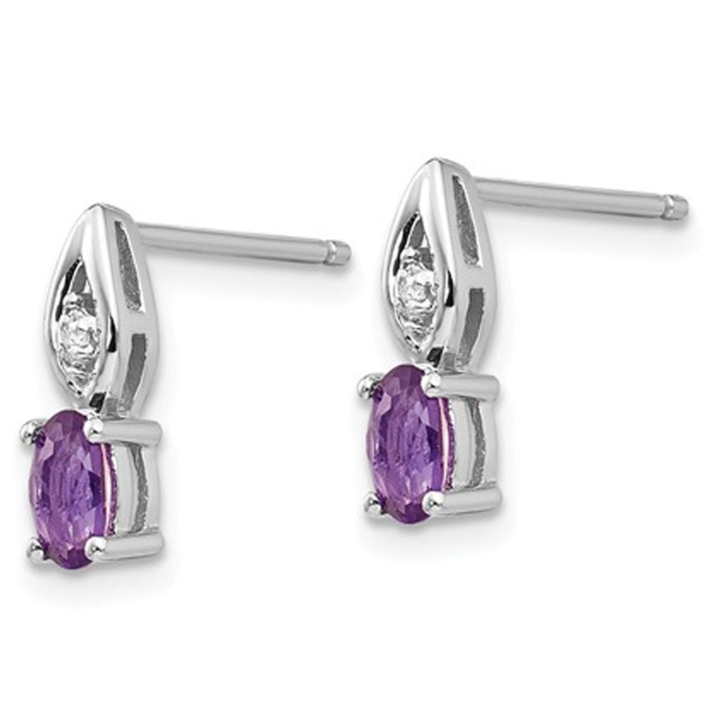 14K White Gold Amethyst Post Earrings 2/5 Carat (ctw) Image 2