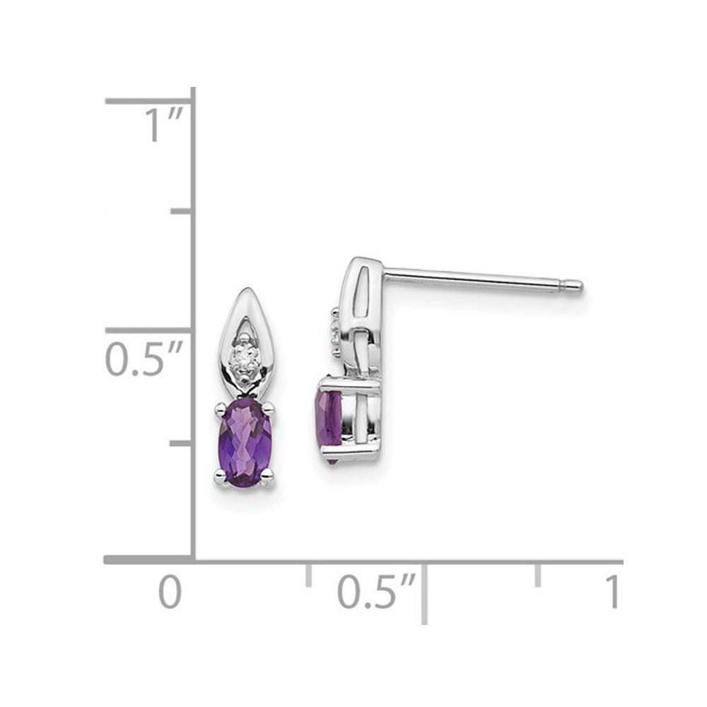 14K White Gold Amethyst Post Earrings 2/5 Carat (ctw) Image 3