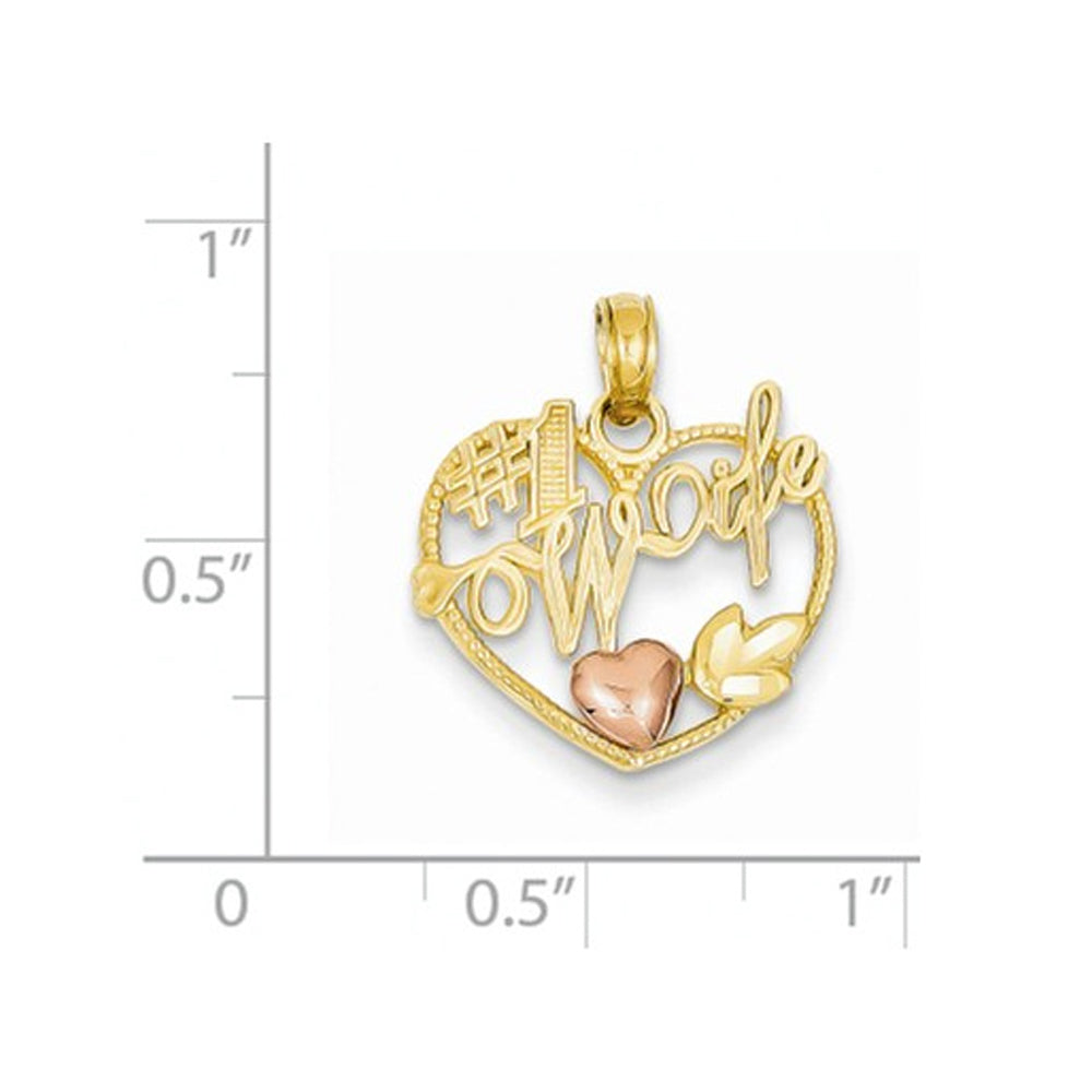 14K Yellow and Pink Gold 1 WIFE Heart Pendant Necklace with Chain Image 2