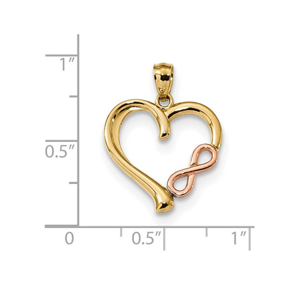 14K Yellow and Pink Gold Heart Infinity Pendant Necklace with Chain Image 2