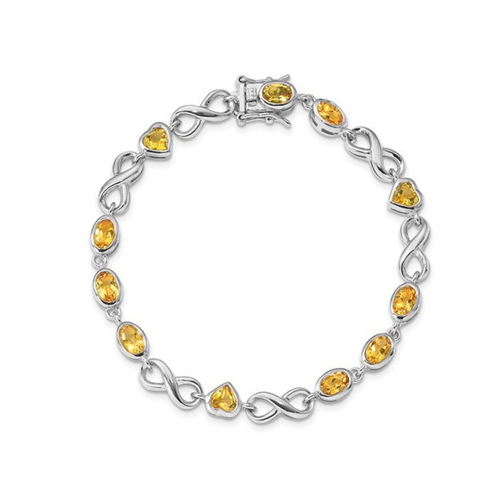 Sterling Silver Oval Heart Citrine Infinity Bracelet (4.5 Carat (ctw)) Image 1