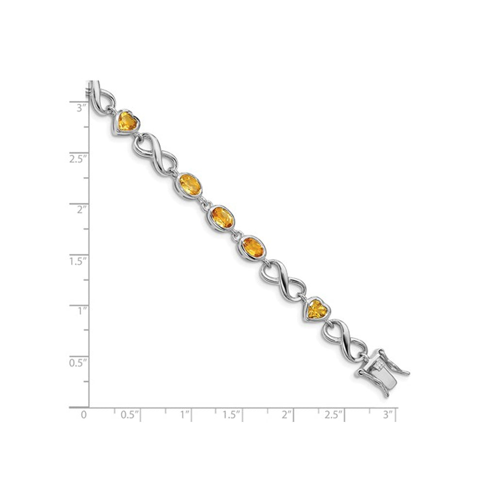 Sterling Silver Oval Heart Citrine Infinity Bracelet (4.5 Carat (ctw)) Image 2