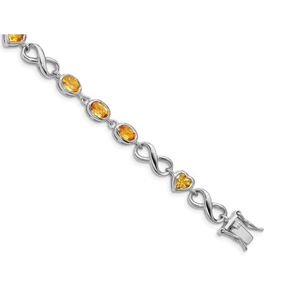 Sterling Silver Oval Heart Citrine Infinity Bracelet (4.5 Carat (ctw)) Image 3