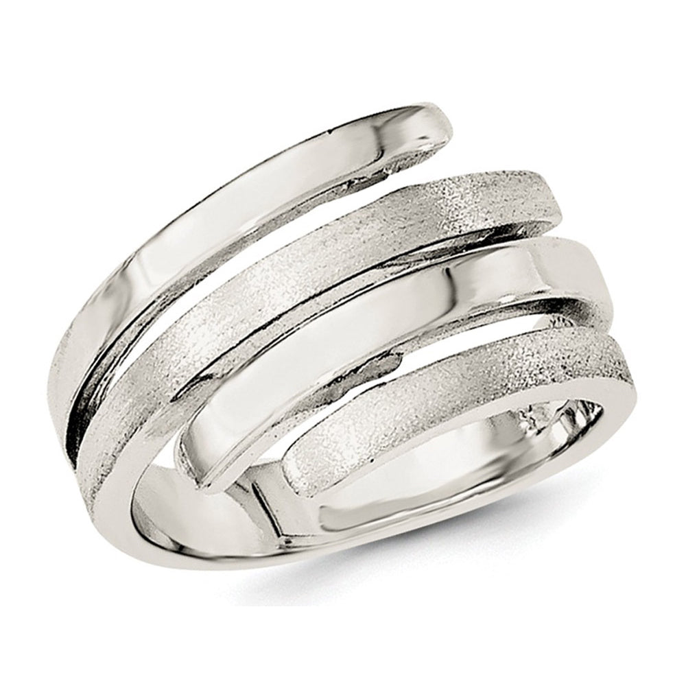 Ladies Polished and Brushed Fashion Ring in Sterling Silver Image 1