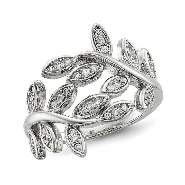 Vine Leaves Synthetic Cubic Zirconia (CZ) Ring in Sterling Silver Image 1