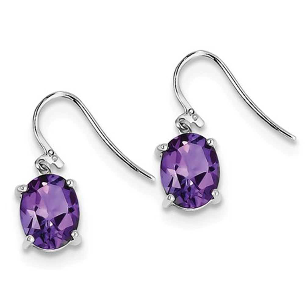 3.00 Carat (ctw) Amethyst Drop Dangle Earrings in Sterling Silver Image 2