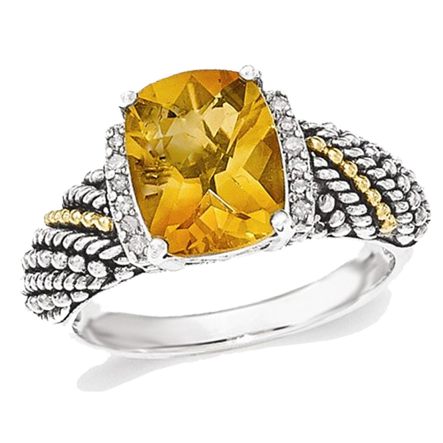 Sterling Silver with 14K Gold Accents Antiqued Citrine Ring 2.50 Carat (ctw) Image 1