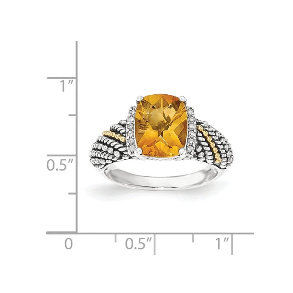 Sterling Silver with 14K Gold Accents Antiqued Citrine Ring 2.50 Carat (ctw) Image 2