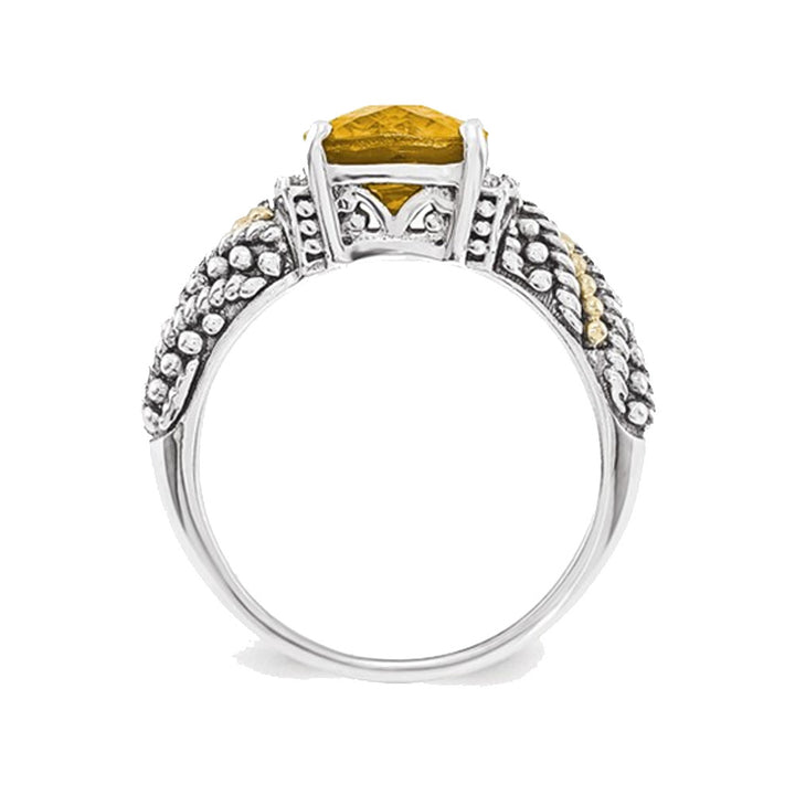 Sterling Silver with 14K Gold Accents Antiqued Citrine Ring 2.50 Carat (ctw) Image 3