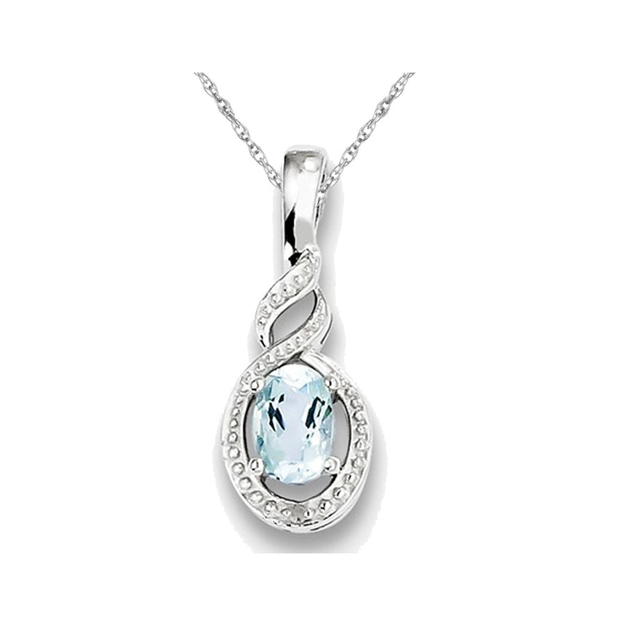 Sterling Silver Genuine Aquamarine Infinity Pendant Necklace with Chain 1/2 Carat (ctw) Image 1