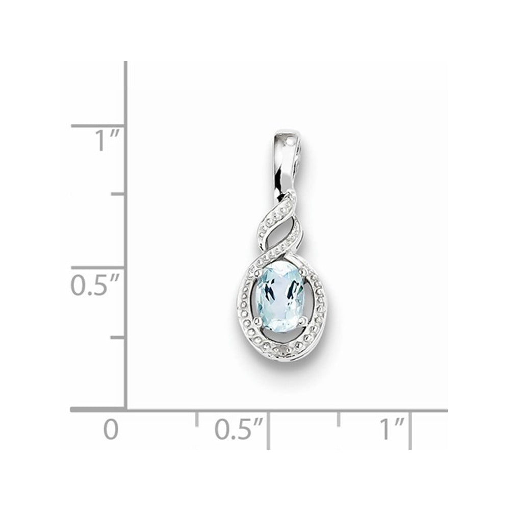 Sterling Silver Genuine Aquamarine Infinity Pendant Necklace with Chain 1/2 Carat (ctw) Image 2