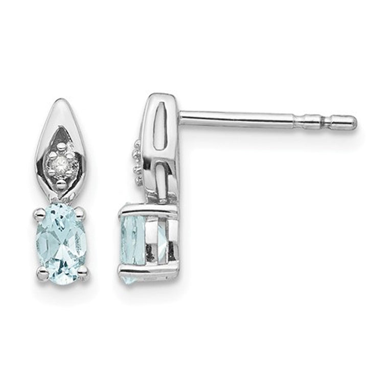 14K White Gold Aquamarine Earrings 2/5 carat (ctw) Image 1