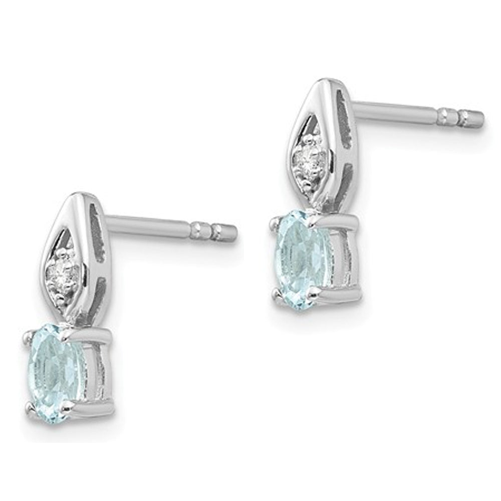 14K White Gold Aquamarine Earrings 2/5 carat (ctw) Image 2