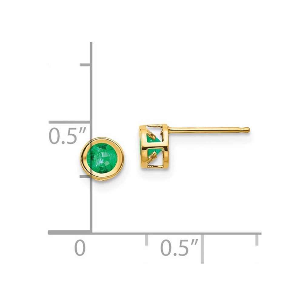 Emerald Solitaire Earrings 0.60 Carat (ctw) in 14K Yellow Gold Image 2