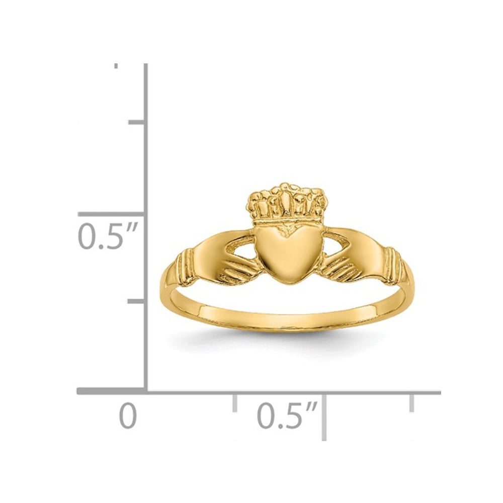 Ladies Claddagh Ring in Polished 14K Yellow Gold Image 2